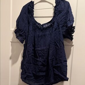 SHEIN Dark Blue Textured Blouse